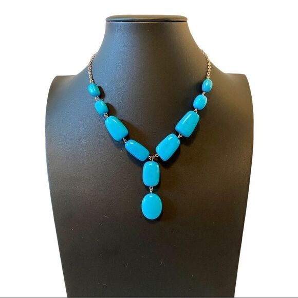 Beautiful Faux Turquoise Colored Lariat Necklace. - Picture 5 of 5